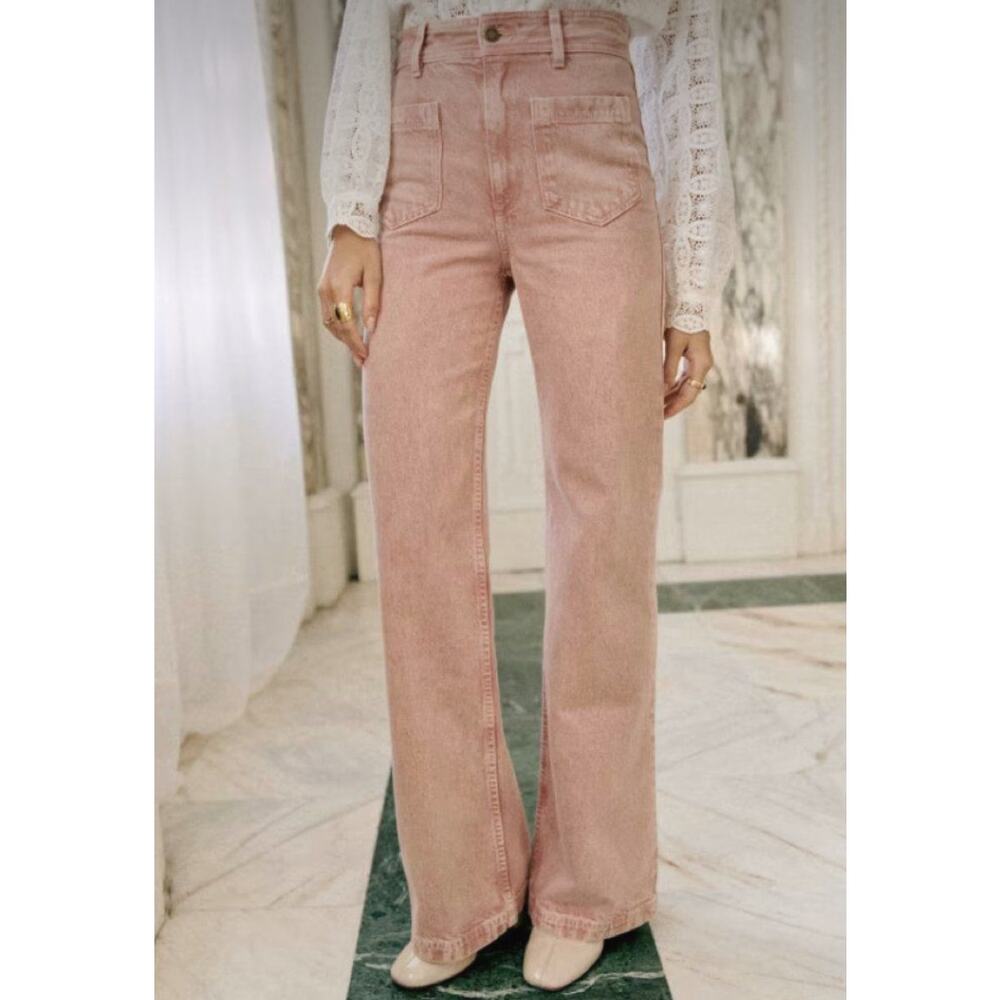 Sezane Pink Flare Jeans - Picture 3 of 9